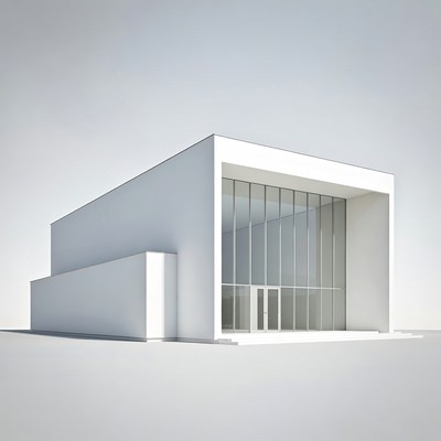 Modern White Building with Glass Facade