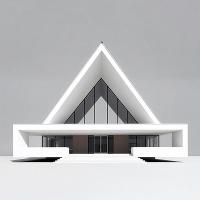 Modern White Triangular Church Building