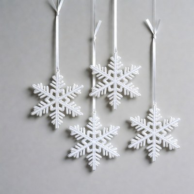 White snowflake ornaments hanging
