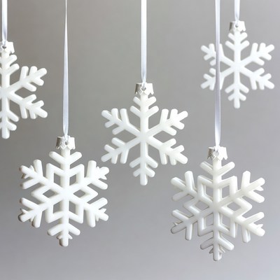 White snowflake ornaments hanging