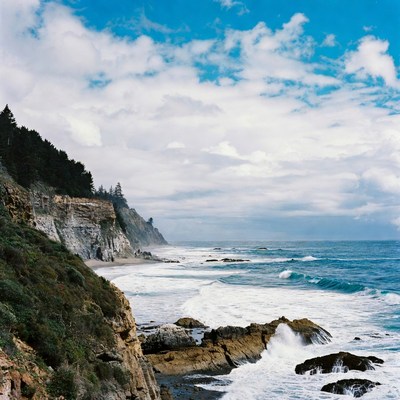 Ocean Cliffs and Waves Landscape