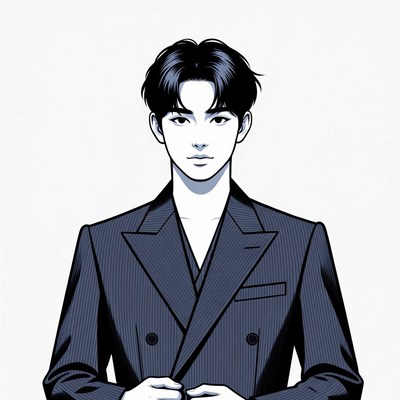 Handsome man in navy suit