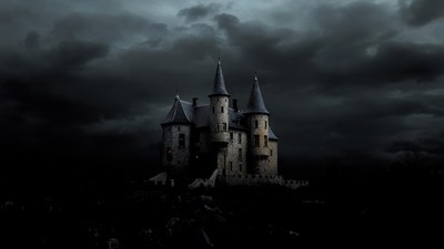 Dark Stormy Castle on Hill