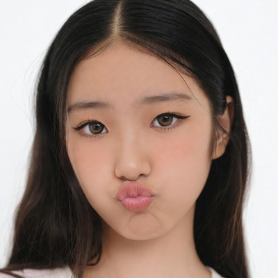 Asian girl making pouty duck face