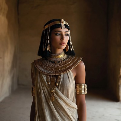 Egyptian woman in golden jewelry