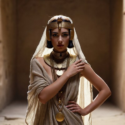 Egyptian woman in gold jewelry