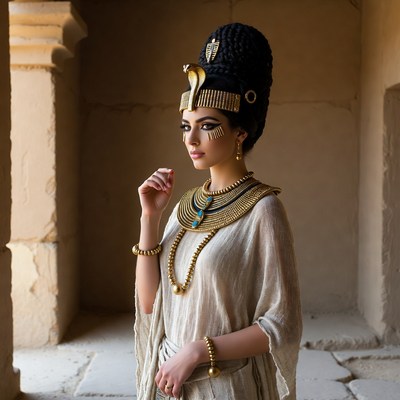Egyptian woman in pharaoh headdress