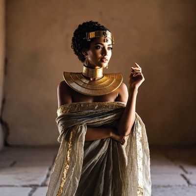 Egyptian woman in gold jewelry