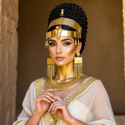 Egyptian Woman in Gold Headdress
