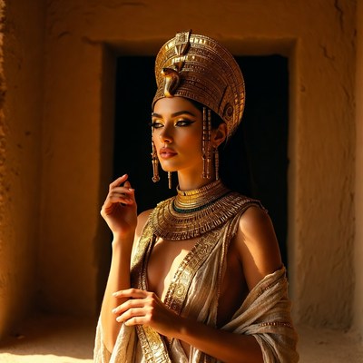 Egyptian Queen in Golden Headdress