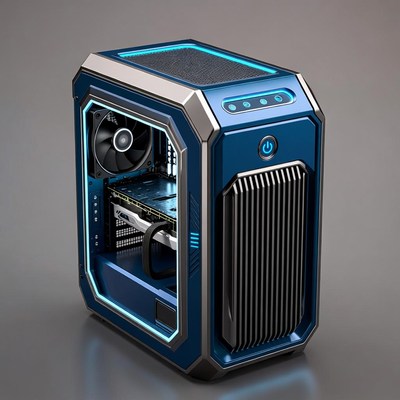 Blue Gaming PC with RGB Lights