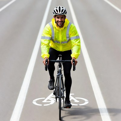 Man cycling on bike path