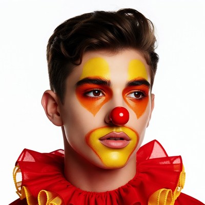 Man with yellow clown makeup