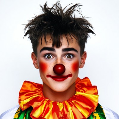 Young man in clown makeup