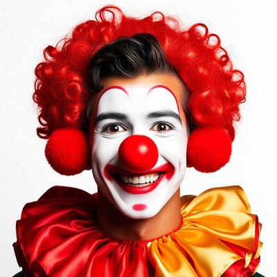 Smiling Clown with Red Nose