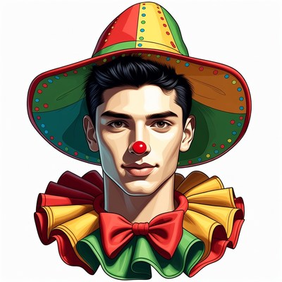 Man in colorful clown costume