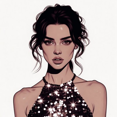 Woman in sequin dress portrait