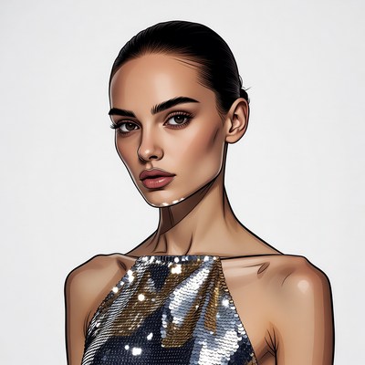 Beautiful woman in sequin dress