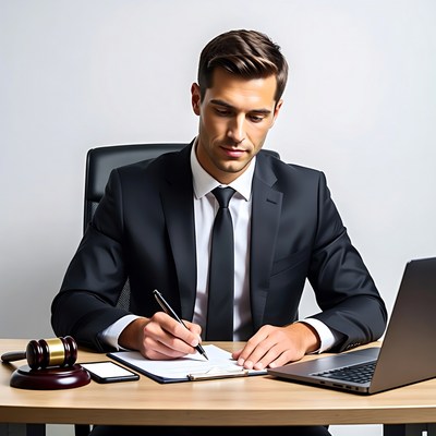 Man writing at office desk