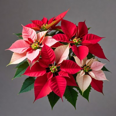 Red and Pink Poinsettia Bouquet
