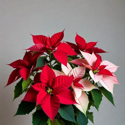 Red and Pink Poinsettia Plant