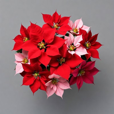 Red and Pink Poinsettia Bouquet
