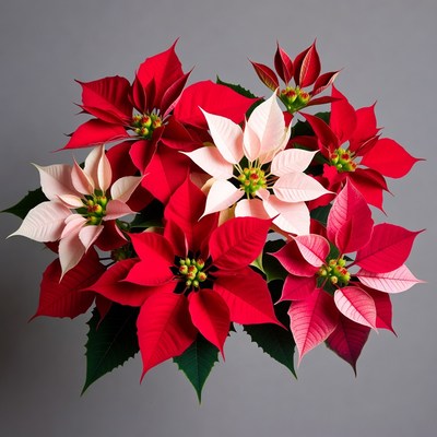 Red and White Poinsettia Flowers Bouquet