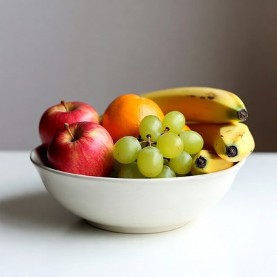 Fruit Bowl with Apples Bananas Oranges Grapes