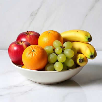 Fresh Fruit Bowl with Apples Oranges
