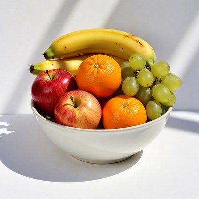 Fruit Bowl with Apples Oranges Bananas Grapes