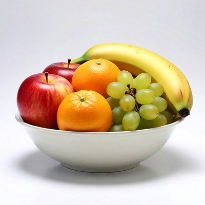 Fresh Fruit Bowl with Apples Oranges