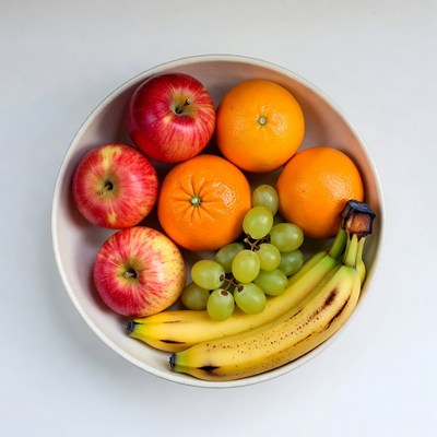 Fruit Bowl with Apples Oranges Grapes Bananas