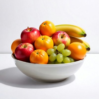 Colorful Fruit Bowl with Apples Oranges