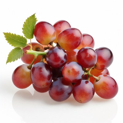 Fresh red grapes bunch with leaves