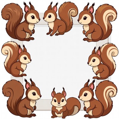 Cute Cartoon Squirrels Frame
