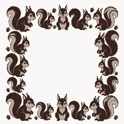 Cute Squirrels Border Illustration