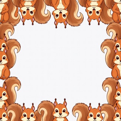 Cartoon Squirrels Hanging Frame Border