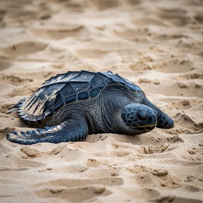 Baby sea turtle on beach sand