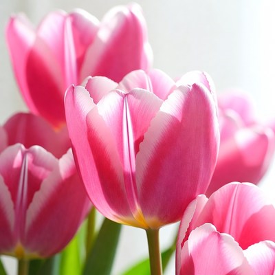 Pink Tulips on White Background