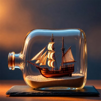 Ship in a Bottle on Sand