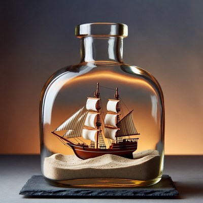 Ship in a Bottle on Sand