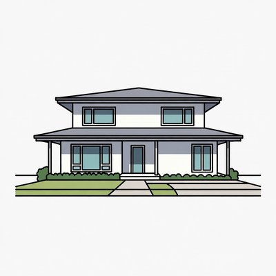 Modern Two-Story House Illustration