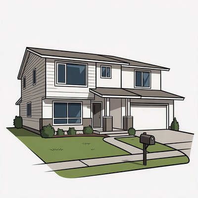 Modern Suburban House Illustration