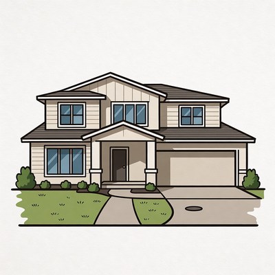 Modern Suburban House Illustration