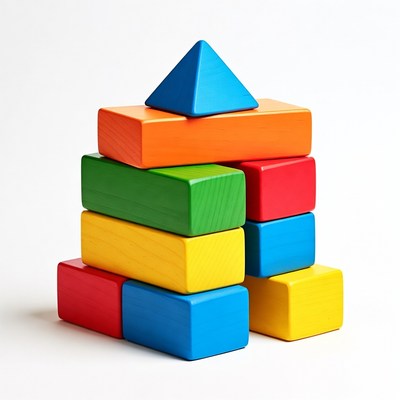 Colorful wooden building blocks tower