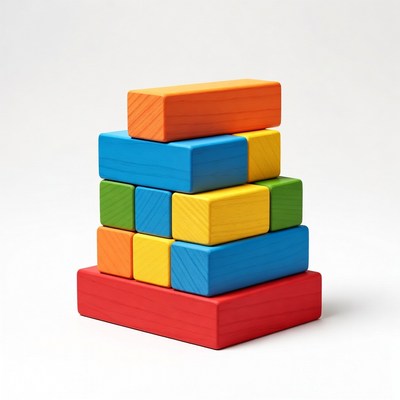 Colorful wooden building blocks tower