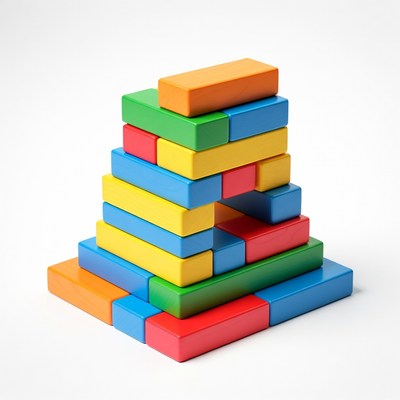 Colorful Stacked Building Blocks Tower