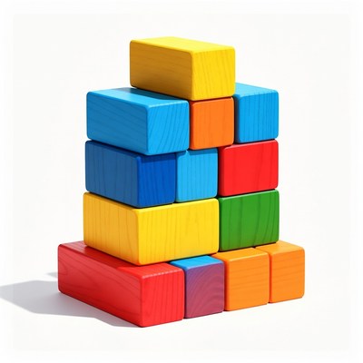 Colorful wooden building blocks tower