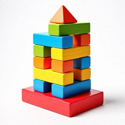 Colorful wooden building blocks tower