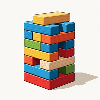 Colorful wooden blocks tower